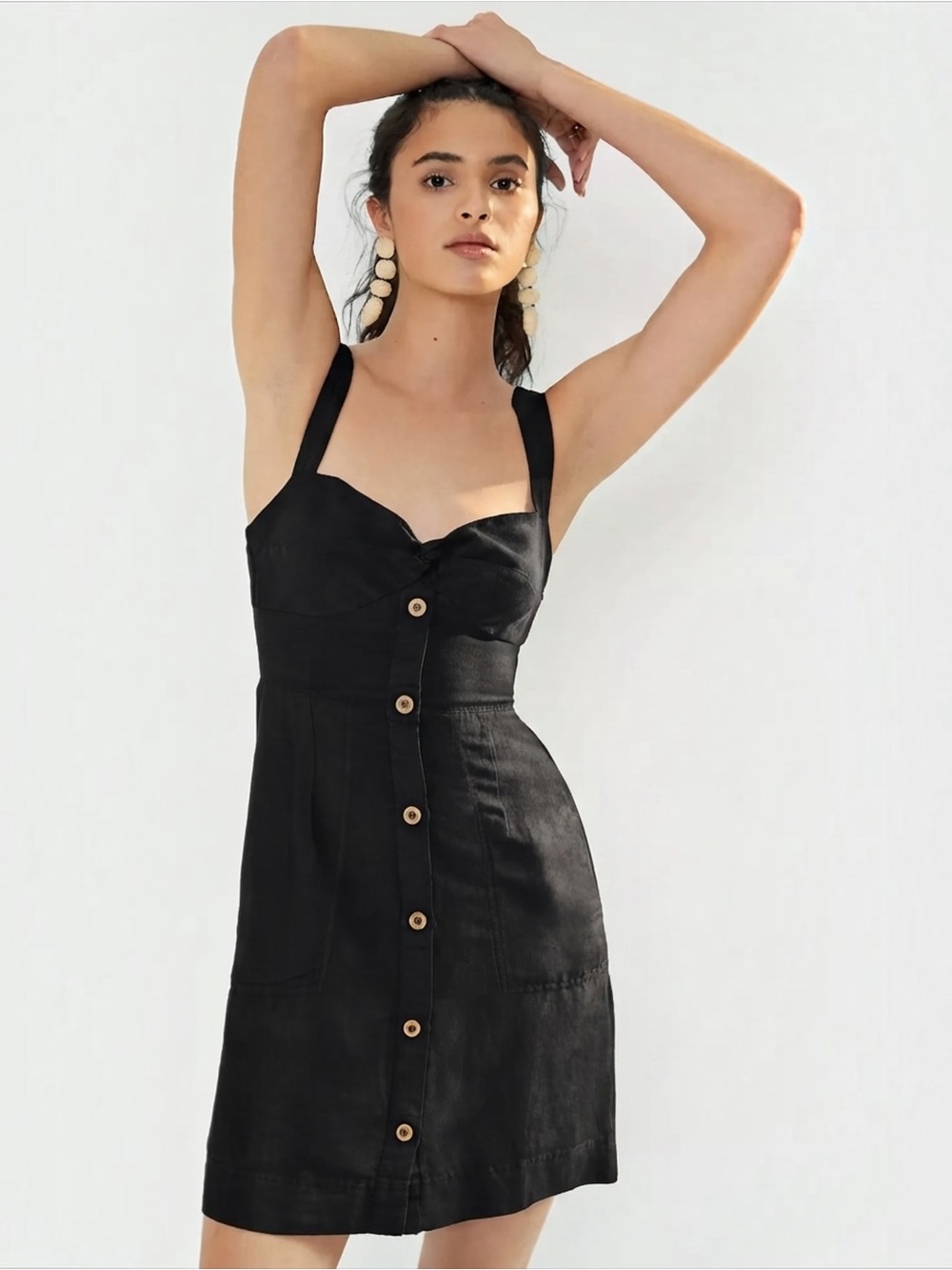 Anthropologie Maeve Twist-Front Mini Dress in Black Size Extra Large